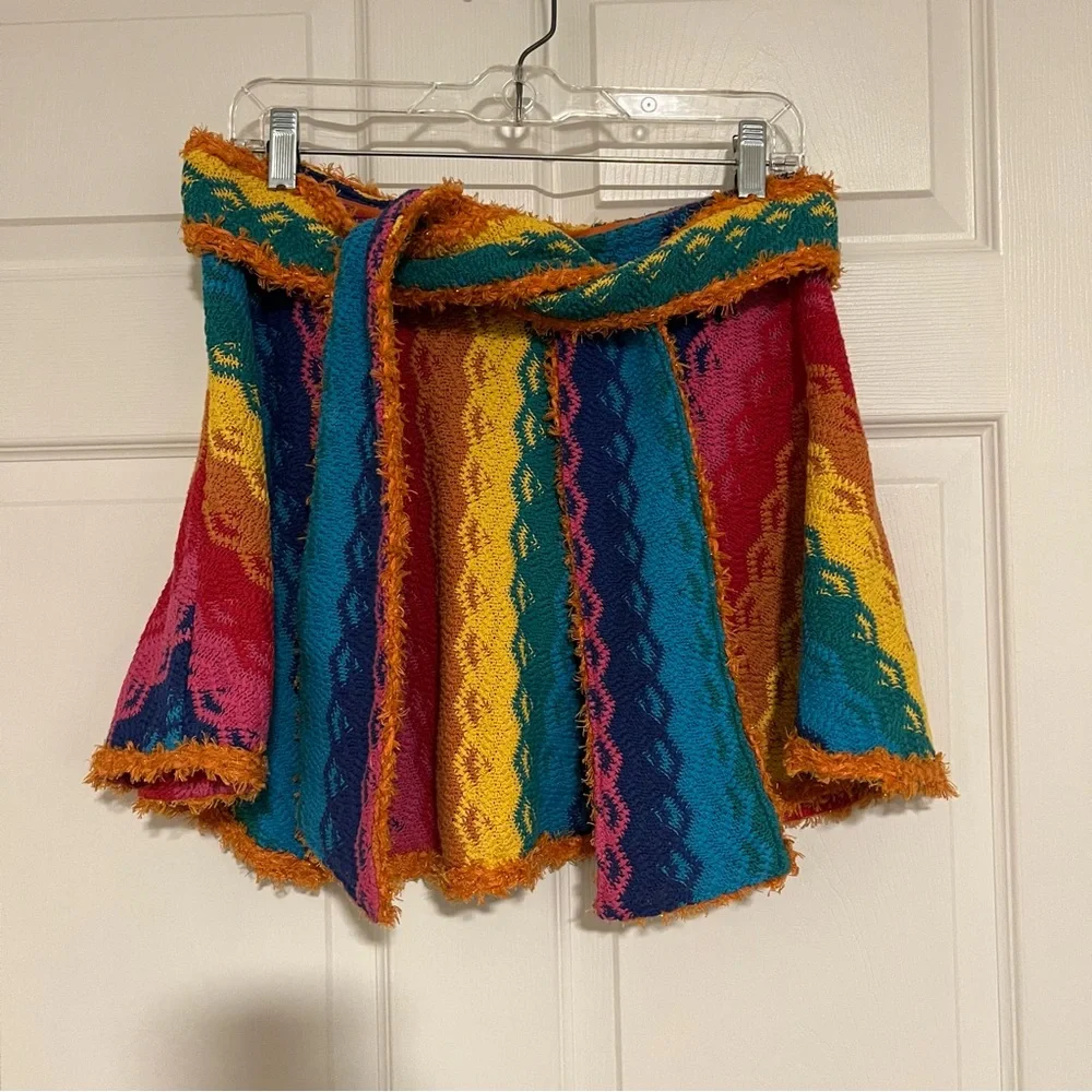 Alexis Kalile Rainbow Mini Skirt With Belt Size M NWOT - Picture 3 of 4